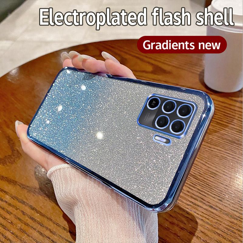 Für OPPO A94 4G-Hülle OPPO A94 4G-Telefonhülle Glänzende Glitzerbeschichtung Silikon-Kameraobjektiv-weiche Rückseite