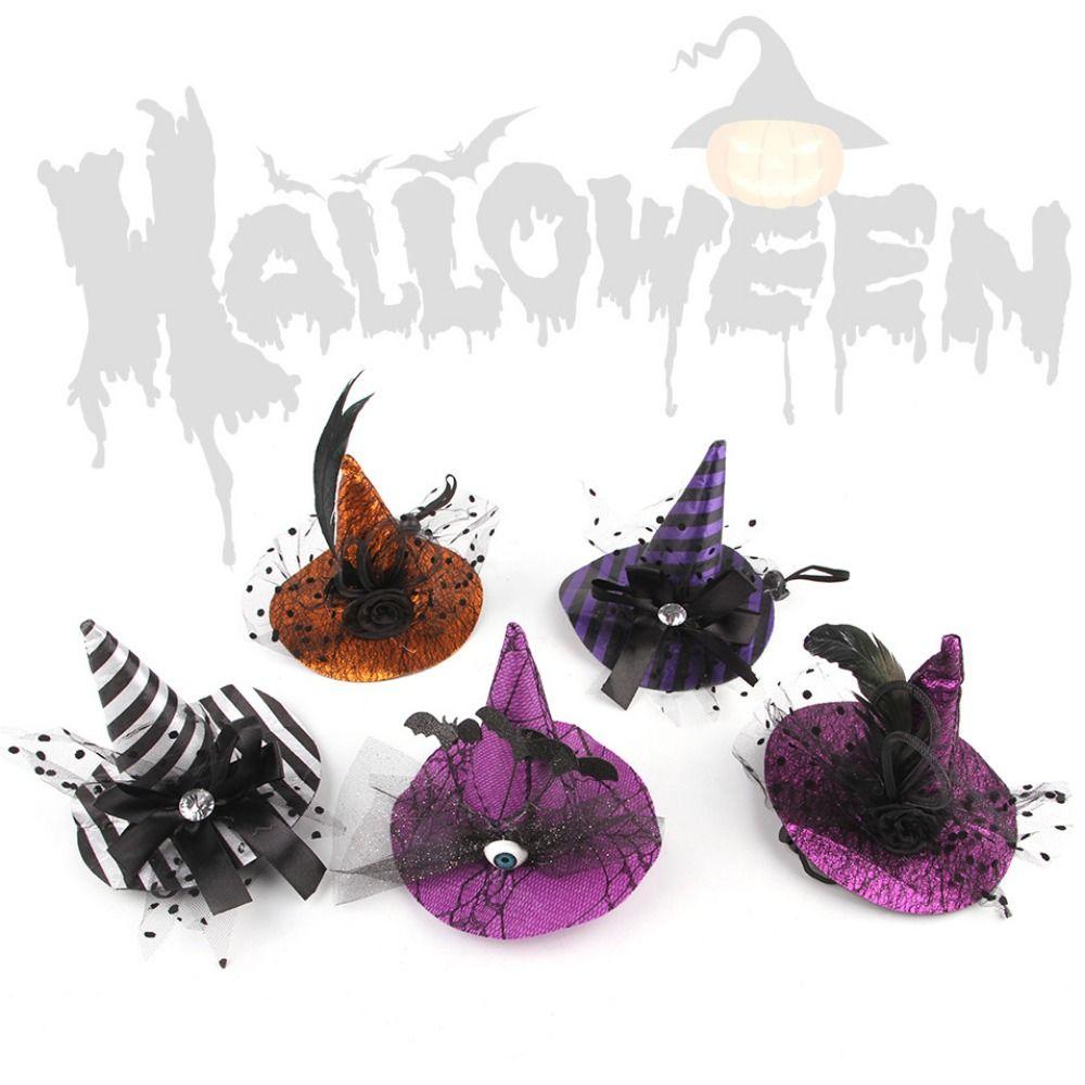 Decorative Pet Witch Hat Stripe Dog Bat Hat Pet Accessories Cat Cosplay Hat  for Photograph