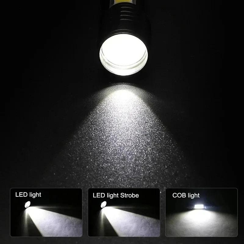 Mini 1-5PCS LED Flashlight Zoom Torch COBXPE Lamp Built-in Battery Lamp Outdoor Waterproof Emergency Pocket Light With Pen Clip