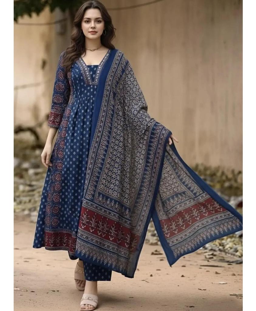 Women Designer Party Wear Viscose Rayon Kurta Palazzo Dupatta Set