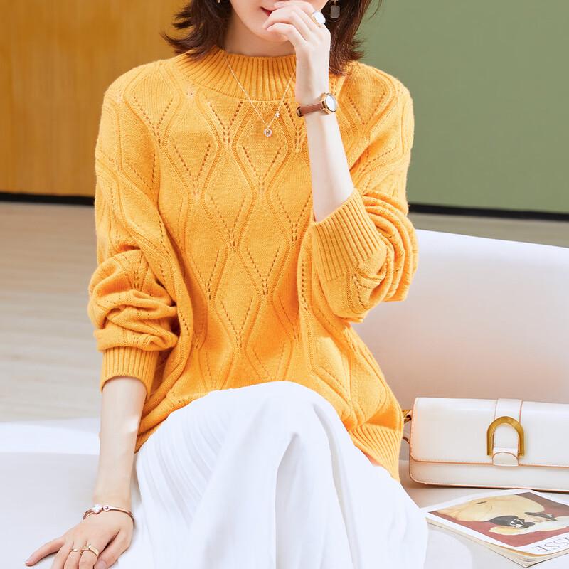 Женский свитер Tuhuang из чистой шерсти с ромбовидной вязкой L