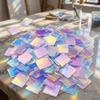 50Pcs Rainbow Holographic Acrylic Square Iridescent Acrylic Holo Plexiglass Tiles DIY Advertising