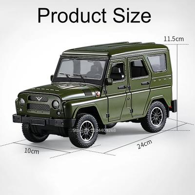 Grande 1:18 Russo UAZ Hunter DongFeng M-Terrain SUV Modelo de Carro Brinquedo Portas Podem Ser Abertas Veículo Off-Road Militar Presentes de Feriado para Meninos