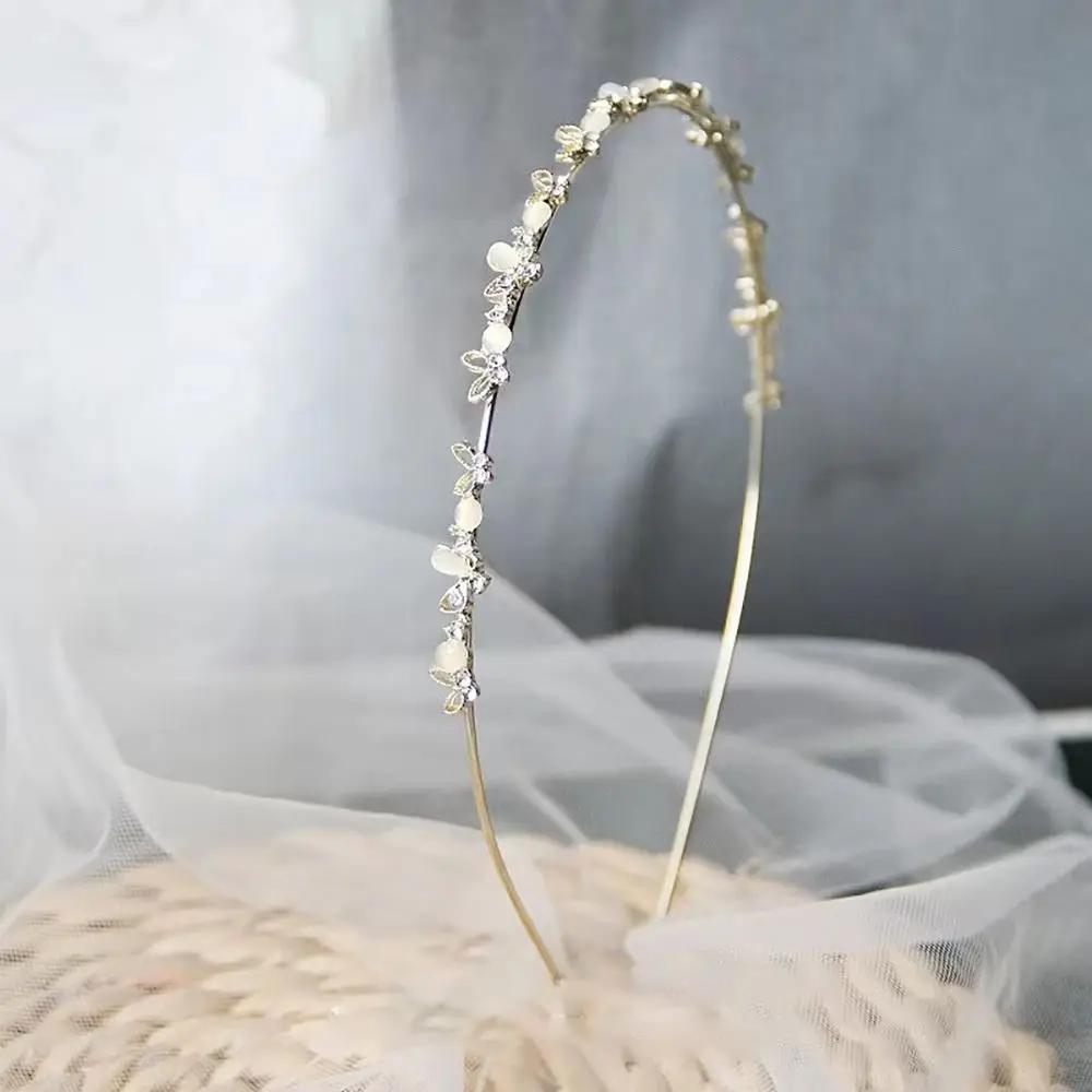 Pearl Rhinestone Hair Hoop Shining Elegant Flower Leaf Women Hair Comb Wedding Bridal Hairpin Crown Hair Styling Accessories