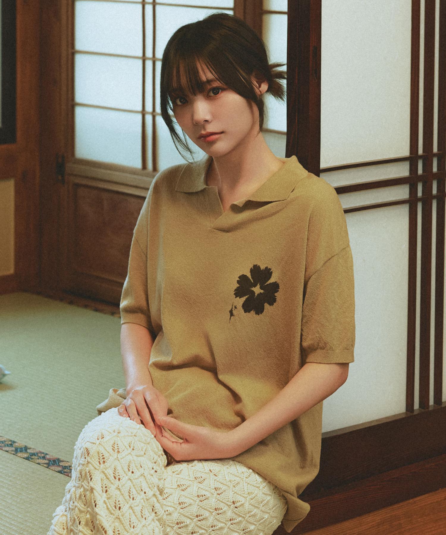Nitied [Nitied Xqwer Demonstration] Cool Summer Open Collar Clover Knit Beige M