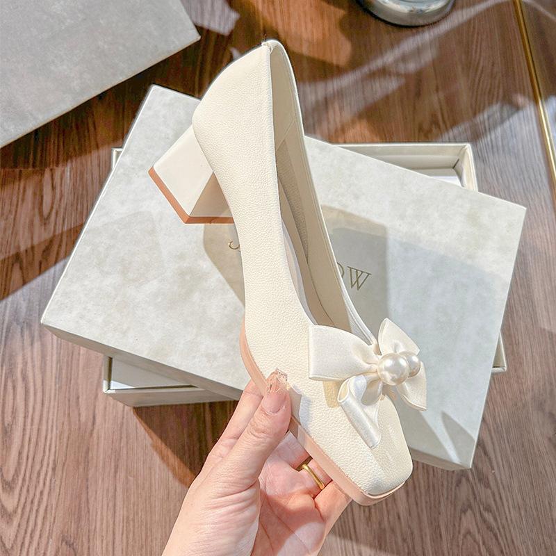 Casual Sandals Fairy Summer Fairy Wind French One-word with Empty Shoes Thick Heel Square Head High Heels 2025 New