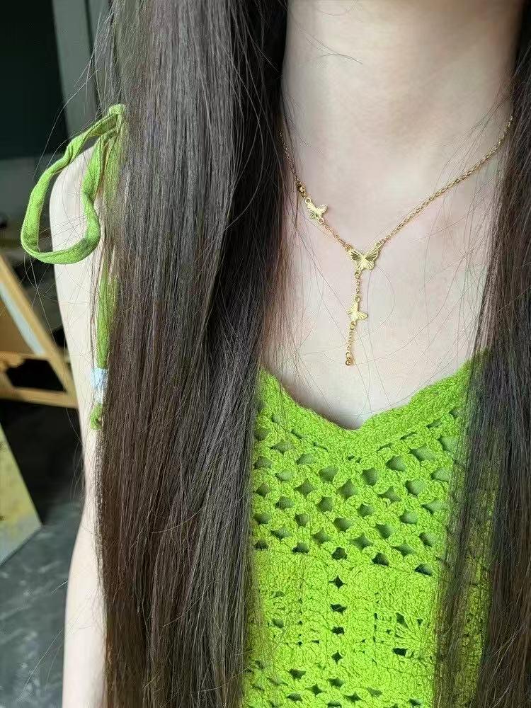 Gold-Plated Butterfly Necklace - Women's Luxury Clavicle Chain Jewelry