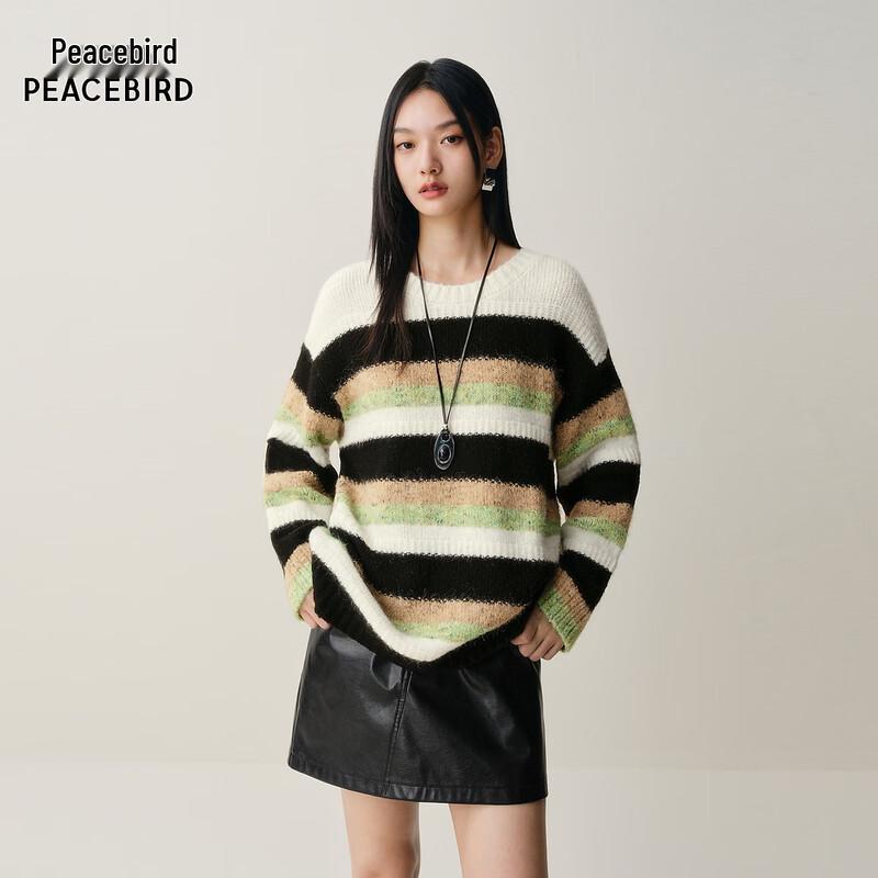 

PEACEBIRD A3EEF4255 Striped Knit Pullover M