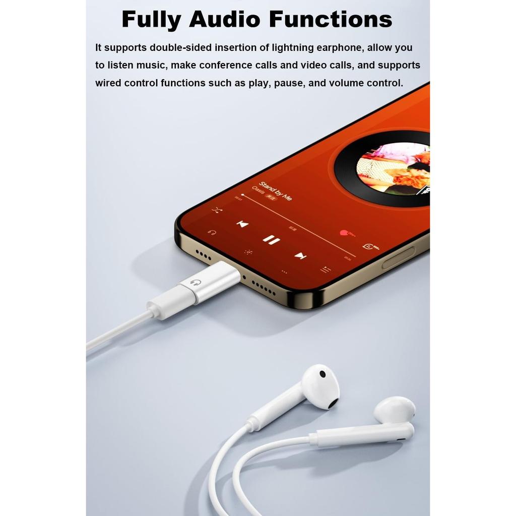 AreMe USB C to Lightning Headphone Audio Adapter, 2 Pack USB C Male to Lightning Female Earbuds Converter Support Line Control