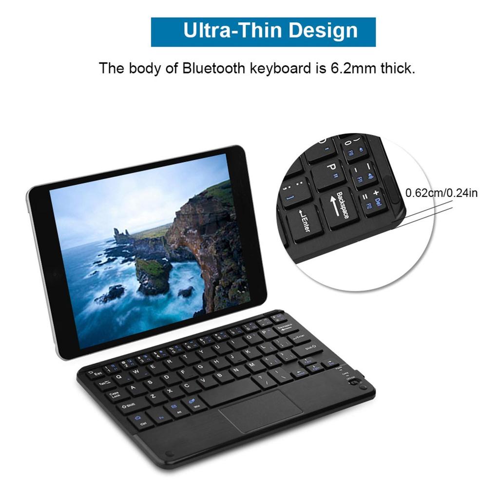 Wireless Tablet Keyboard with Touchpad, Ultra-Slim Mini Tablet Bluetooth Keyboard for Windows PC, Android Tablet