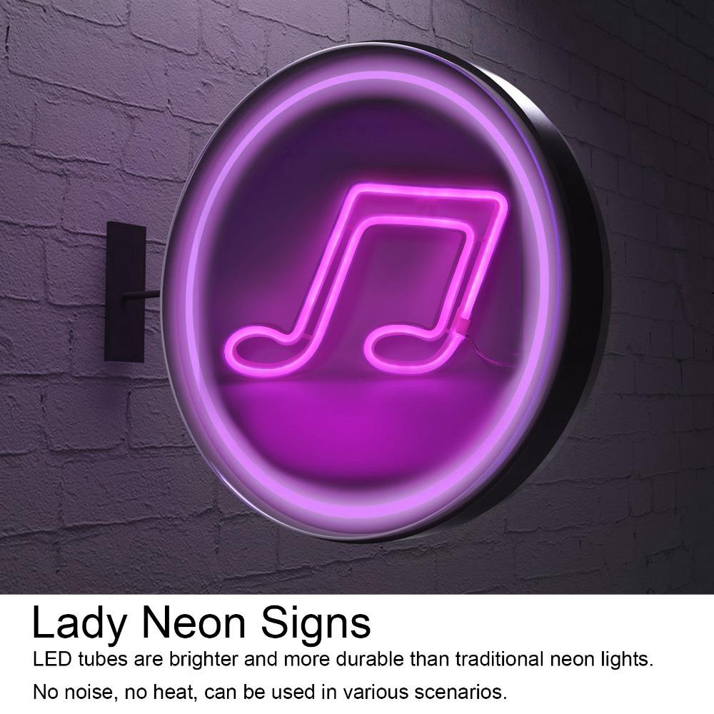 Music Note LED Neon Sign Light Dual Power Supply Neon Light Easy To Install LED Neon Light  Bar