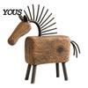 Rustic Interior Design Accessories Vintage Horse Figurine, Farmhouse Sculpture, Folk Art Modern Mantel Centerpiece Tabletop Ornament for Home
