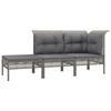 VidaXL Garden Lounge Set 3 Pcs with Cushions Grey Wicker, Outdoor Lounge Set, Furniture Set 319661