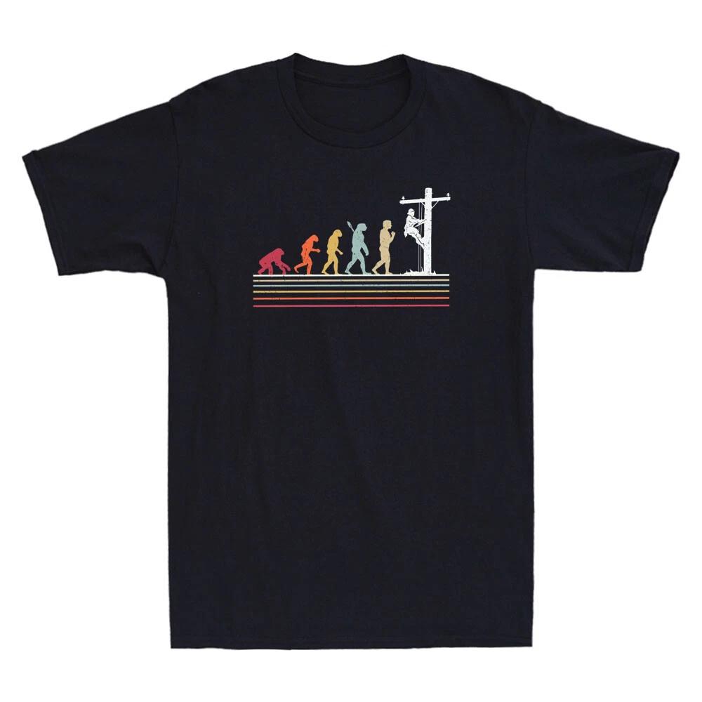 Evolution Of Power Lineman Funny Electric Electrician Gift Vintage Men s T-Shirt XXXL