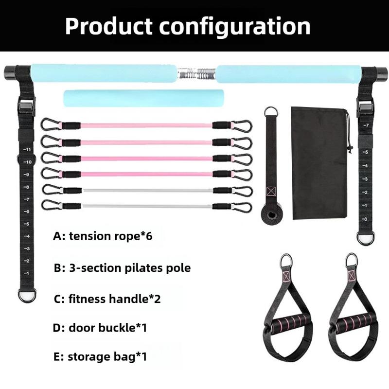 

Pilates Bar 3 Sections Tensioner Flexbands Fitness Equipment Pilates Bar Set синій