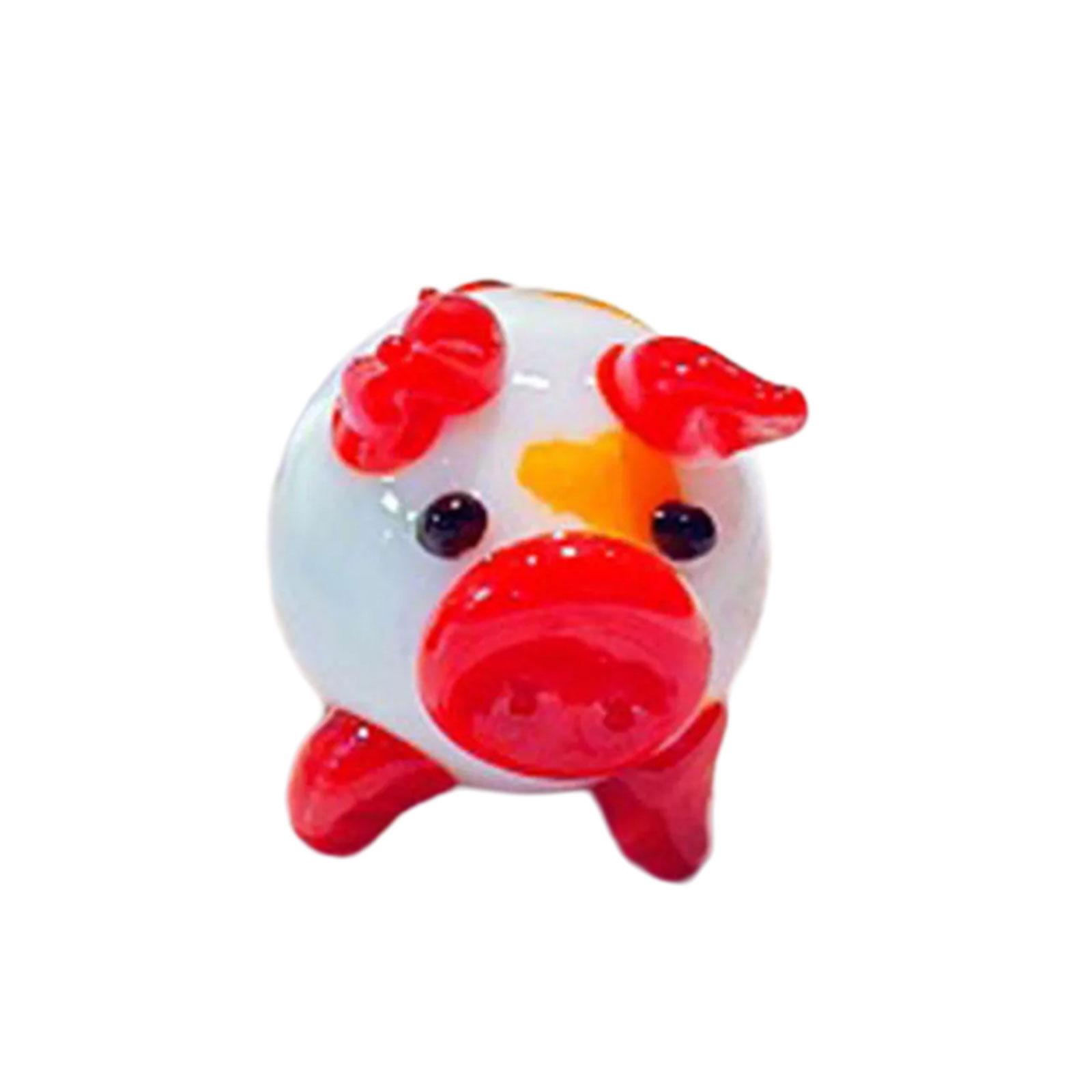 

Милая цветная стеклянная фигурка свиньи ручной работы, миниатюрная статуэтка животного, украшение для домашнего декора и украшения офисного стола красный
