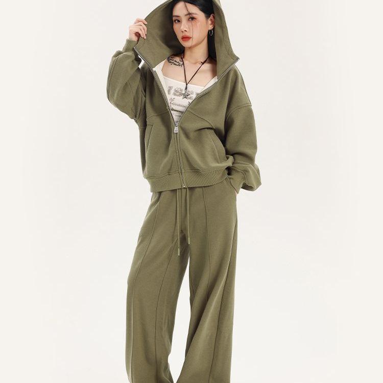 Women's Plus Size Casual Sporty Winter Fleece Hoodie & Pants Set