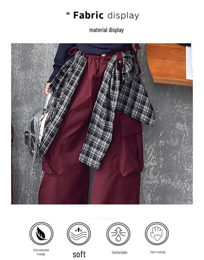 2025 Girls' Spring/Autumn Set: Trendy Sweatshirt & Cargo Pants for Middle School Students