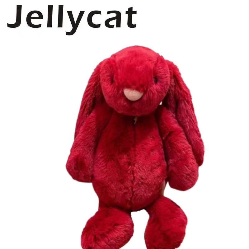 Jellycat Red Bonnie Bunny Plush Toy With Short Fur For Kids And Collectors