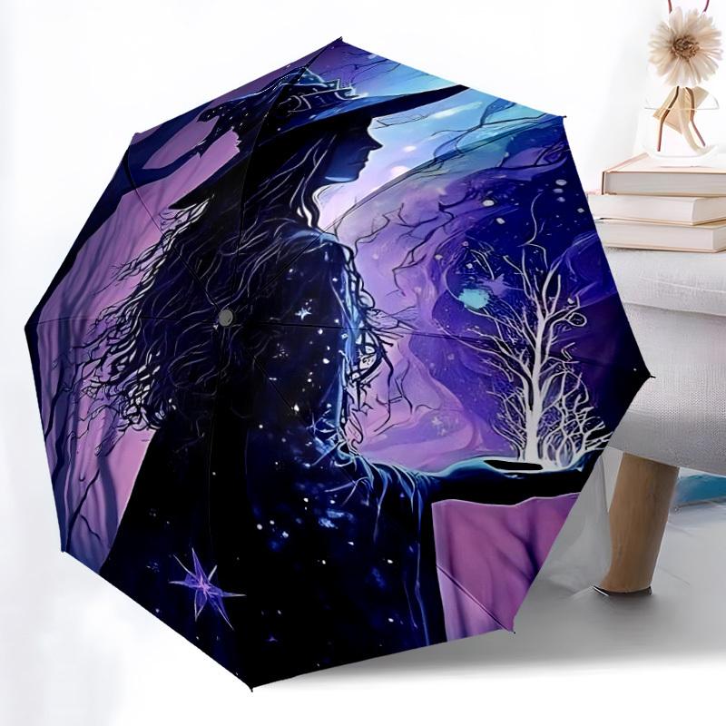 1pc Witchcraft Fantasy Automatic Open/Close Umbrella, Windproof, Folding Compact Umbrella with Lightweight Design for Women/Men068