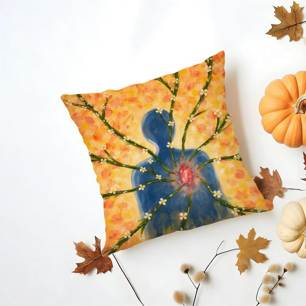 Emotional Outlet Art Painting Cushion Cover Washable Linen Pillowcase Soft  for Daily Sofa Bed Home Room Decor