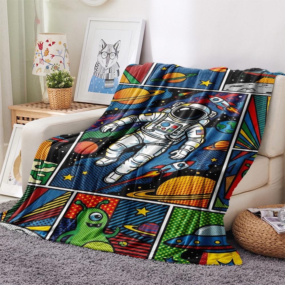 1Pc Space Print Flannel Blanket, High quality Comfortable for All Seasons, Home Decor, Warmth and Comfort, Perfect for Christmas Gifts W157