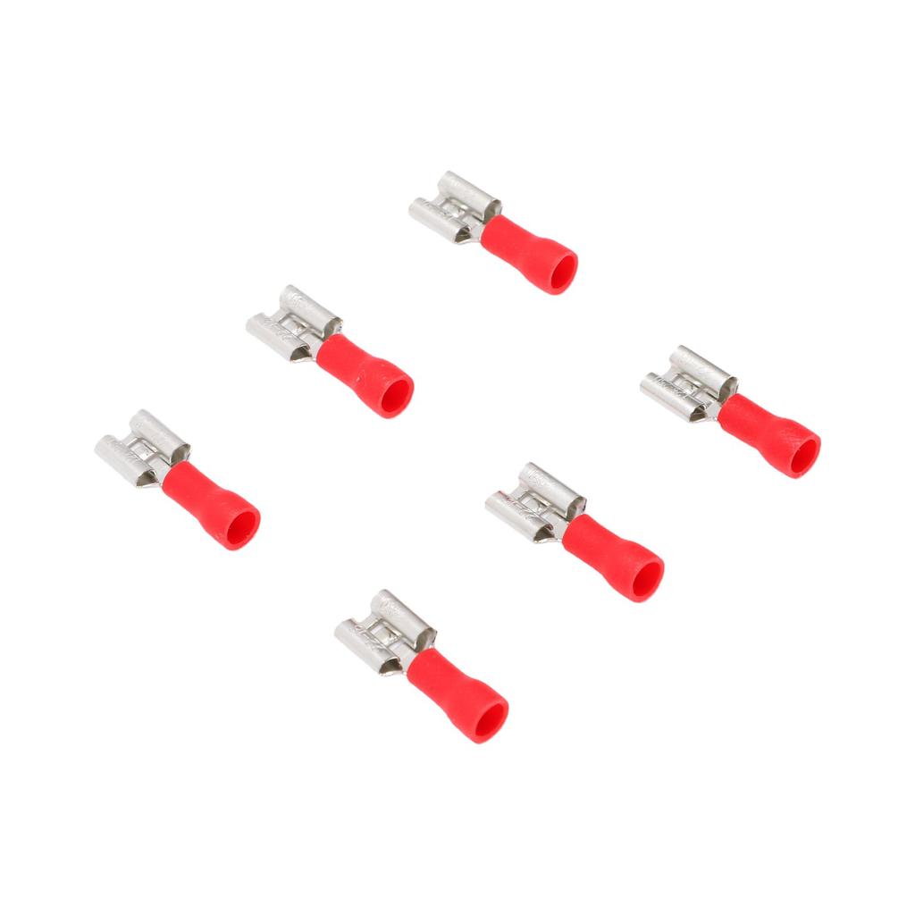 100 Pcs Crimp Terminal FDD1.25 250 Red Insulation Sleeve Female Spade Connector for Electrical Wiring
