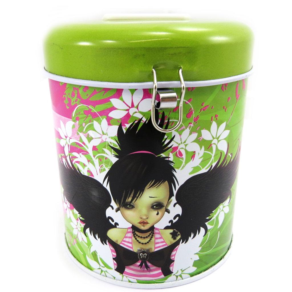 Les Trésors De Lily [L6877] - Green 'Fairy Dreams' Metal Piggy Bank