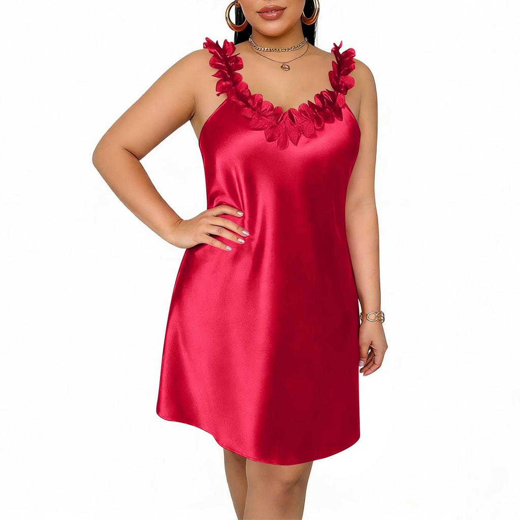 Women's Plus Size Lightweight Homewear Strapless Ice Silk Short Nightdress