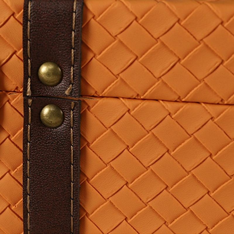 Vintage Europäischer Stil Leder und Holz Aufbewahrungsbox Tragbar Haushaltsgegenstände Organizer Für Heim Büro Dekoration