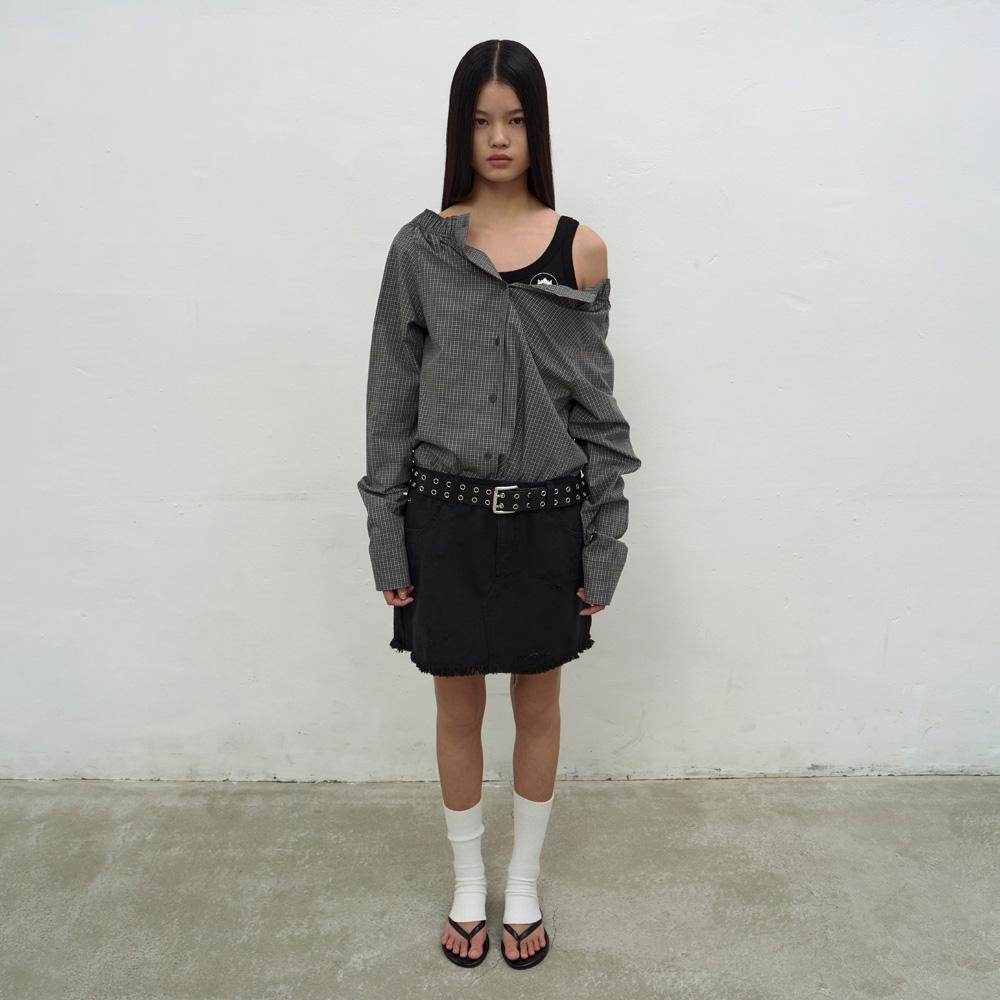 Lcdc Tm Double Waisted Denim Mini Skirt (Black)