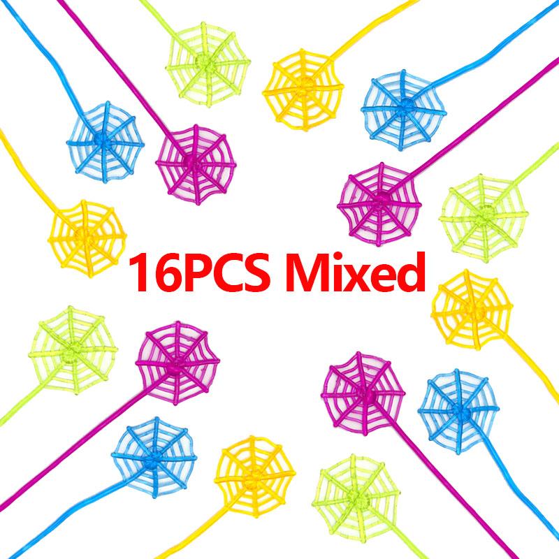 1/4/8/16PCS Halloween Fun Children's Birthday Party Gifts Mini Sticky Spider Web Toy Gift Bag Gift Carnival Party Supplie