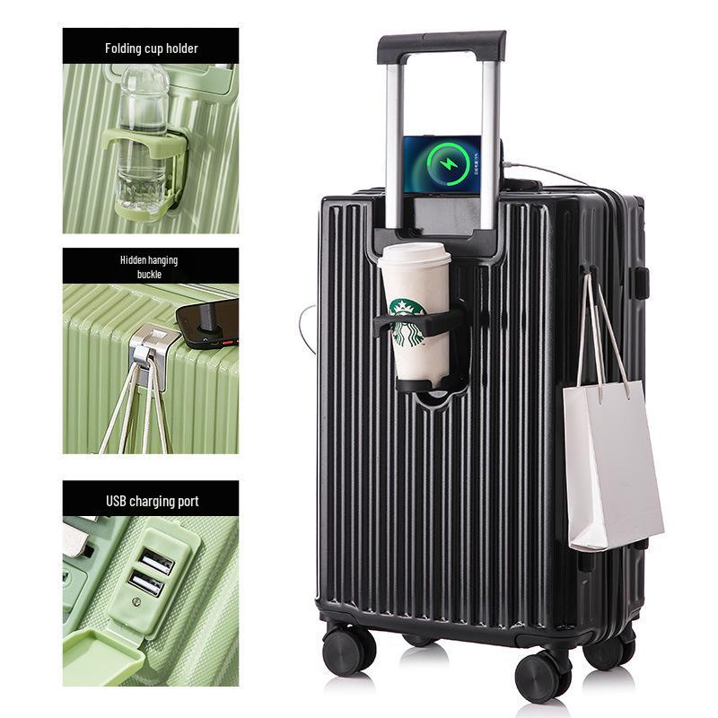 

20-Inch Women s Suitcase with USB Charging, Cup Holder, Combination Lock, Universal Wheels, and Anti-Collision Corners 20 inch [USB + Cup Holder + Hook + Corner Guards]
