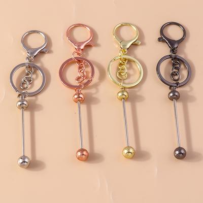 Creative Alloy Metal Bead Keychain for Men Women Key Ring Pendants Handbag Decor DIY Key Chain Jewelry Gifts