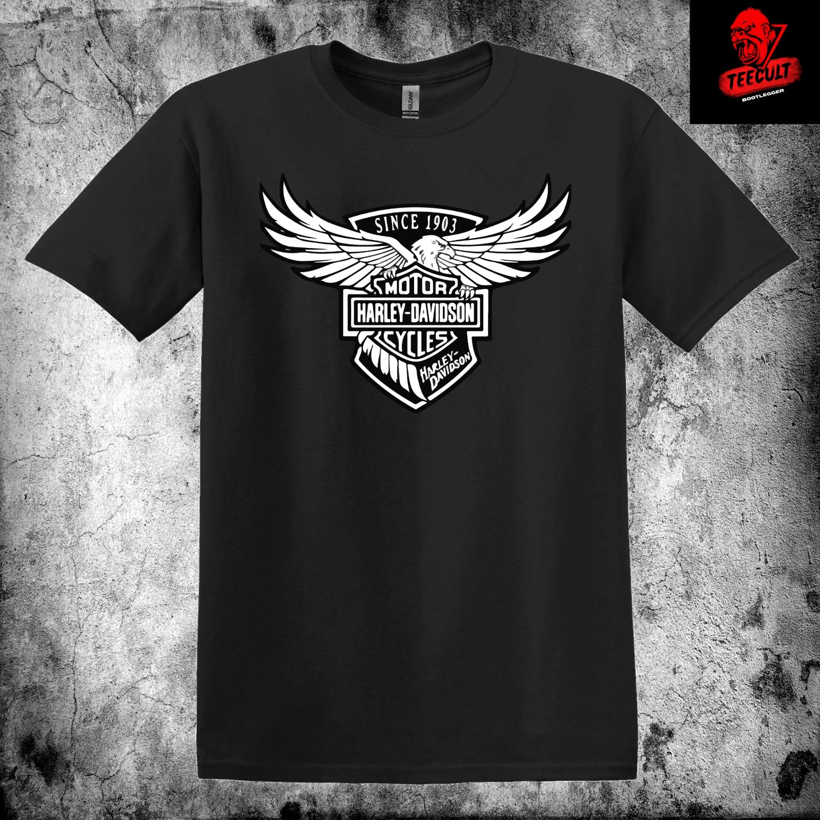 Мужские и Женские Футболки Harley-Davidson Motorcycles Премиум Унисекс Плотный Хлопок Байкерские XS