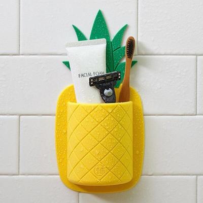 Porte-brosse à dents en forme d'ananas, forte aspiration, étagère de salle de bain pour brosse à dents, support de rangement mural à suspendre