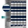 Striped Shower Curtain Navy Blue and Gray, Blue and White Striped Shower Curtain with Hooks for Bathroom Waterproof Bath Curtains for Home Hotel, 72"