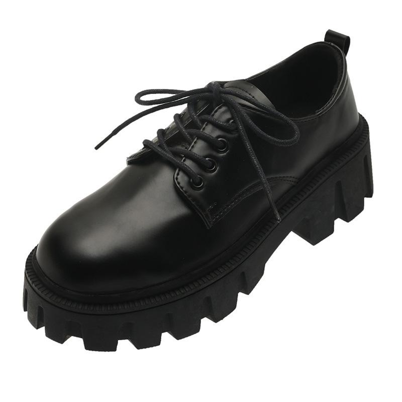 

Осенняя новая мода на платформе из искусственной кожи женские туфли на плоской подошве со шнуровкой на квадратном каблуке с толстым каблуком женские повседневные туфли-лоферы 35 чёрный