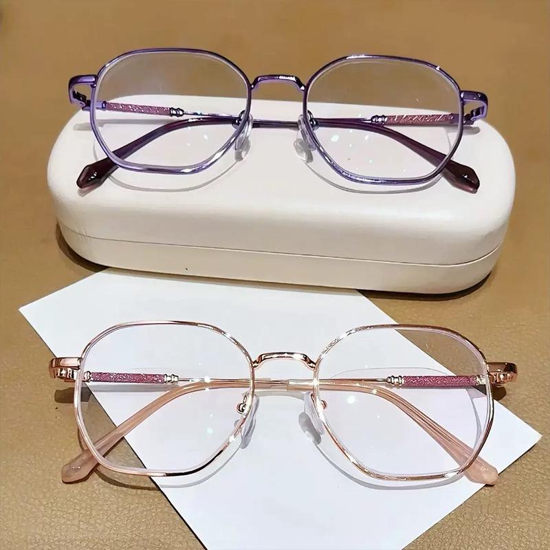 Purple Silk Fashionable Reading Glasses Vintage Silver High-End Reading Glasses Personalized Metal Frames Presbyopia Eyewear