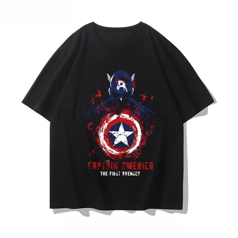 Совместная коллекция Marvel мужская половина футболки летняя одежда молодежная короткий рукав футболка повседневная спортивная популярная верх короткий рукав футболка S