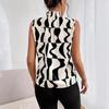 European and American garlic rice with whole body printed small turtleneck sleeveless shirt