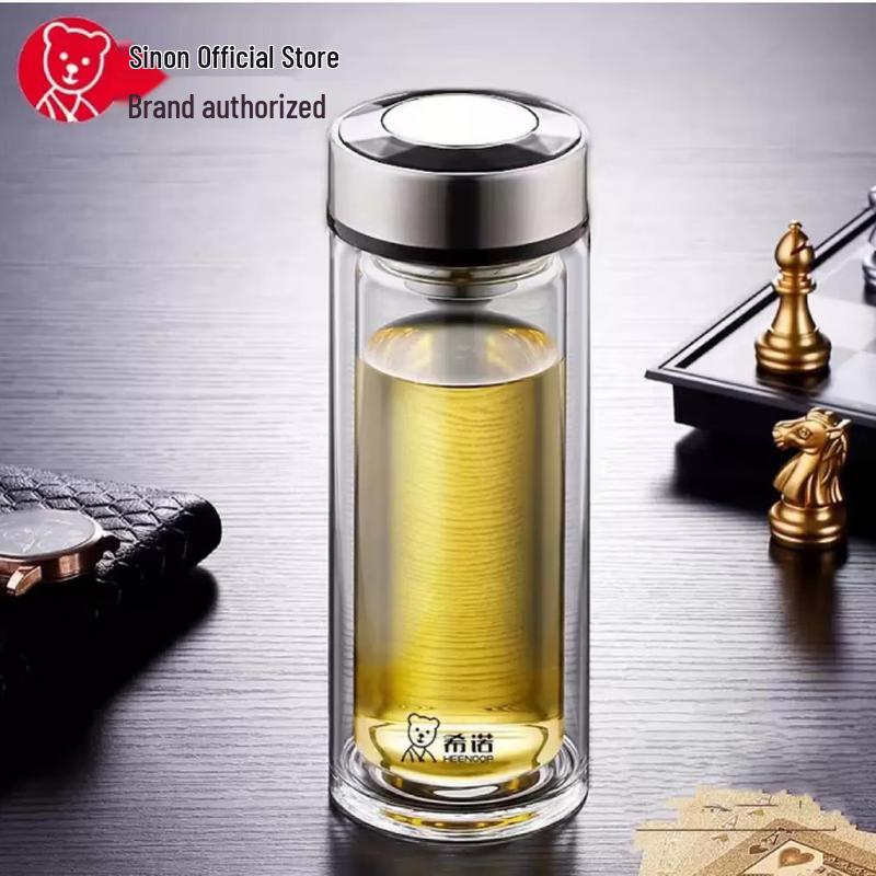 Xinuo Double-Wall Glass Tea Infuser Water Bottle 380ml