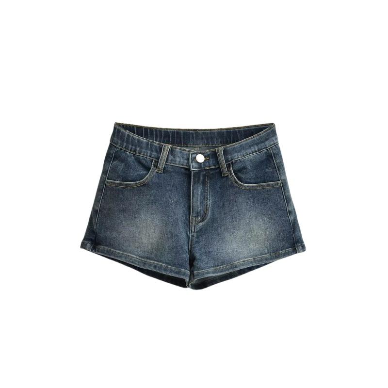 Women s Low Rise Straight Leg Denim Shorts Casual Vintage Washed Ripped Hot Pants XS
