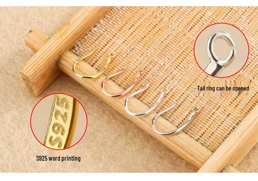 Tingxiang DIY S925 Sterling Silver Smooth Wide Earring Hooks for Handmade Jewelry.