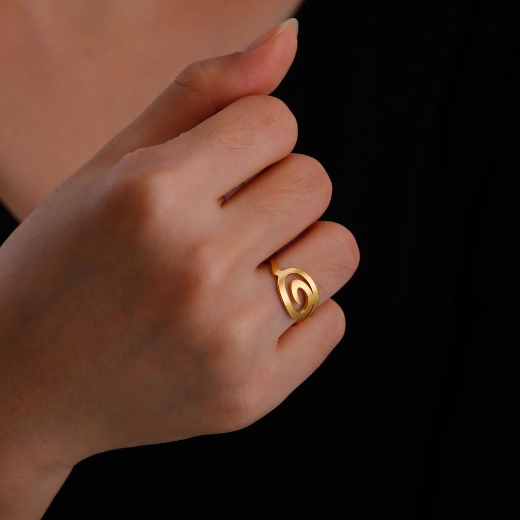 Cazador Geometric Swirl Spiral Women's Ring Stainless Steel Finger Rings Trendy Jewelry Wholesale 2025 Birthday Party Gift New