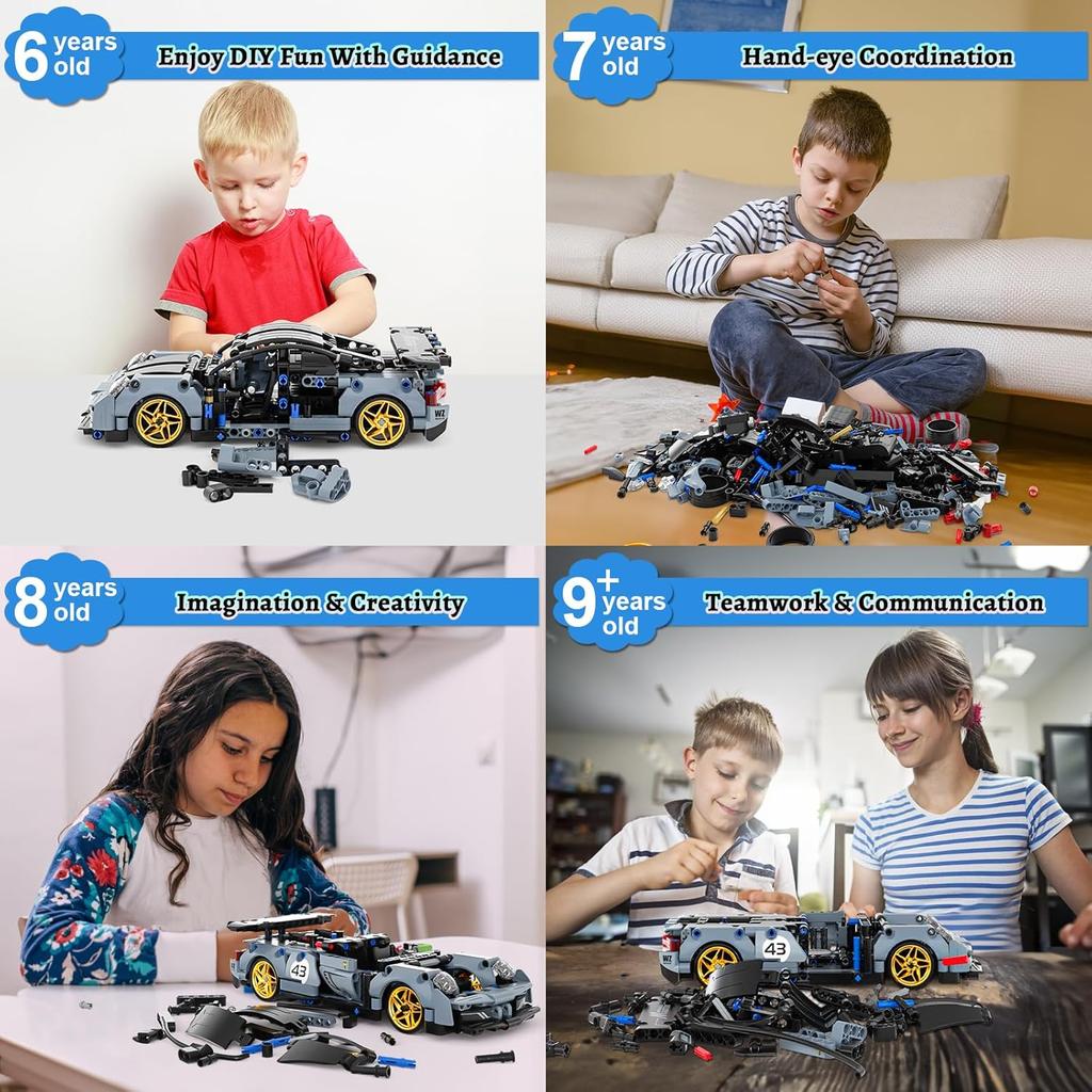 STEM Remote Control Car Building Kit Toys for Kids Age 8-12 with 2in1 STEM Robots Building Set Remote & APP Controlled Car/Robot, RC Car Toy Set for