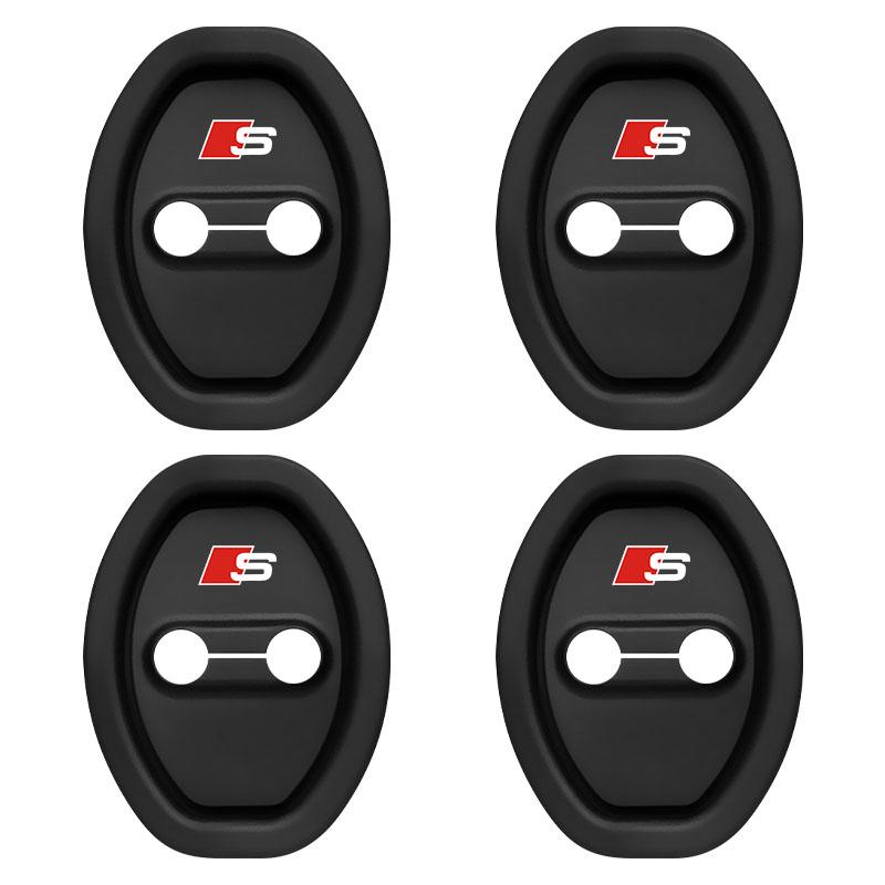 4ks Kryt zámku dveří auta s LOGEM Audi Silikonový chránič Auto příslušenství Pro Audi Q1 Q4 Q5 Q6 Q7 Q8 RS4 S6 B8 Quattro TT Ozdobte A1 A2 A3 A4 A5 A6 A7 A8