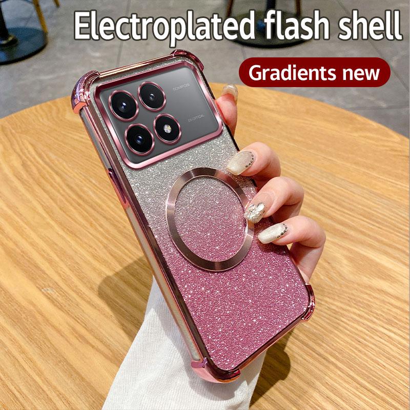 

Ударопрочный магнитный чехол для телефона с кольцом для Xiaomi Mi 11X 12X 12T 13T 12 13 14 11i Poco C65 X3 NFC X5 X6 F3 F4 F5 F6 M3 M6 Pro Cover For Xiaomi 11X розовый