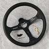 Universal 14inch 350mm JDM Leather Auto Racing Steering Wheel Deep Corn Drifting Sport Steering Wheel White Line