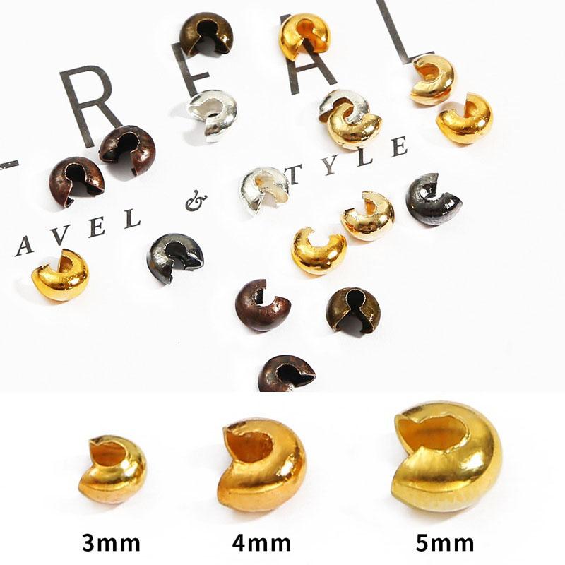 Home Party Supplies Stopper End Beads 100pcs/lot Jewelry Accessories Crimp Spacer Beads Dia 3 4 5 Mm Covers For DIY Jewelry Making Round Popular